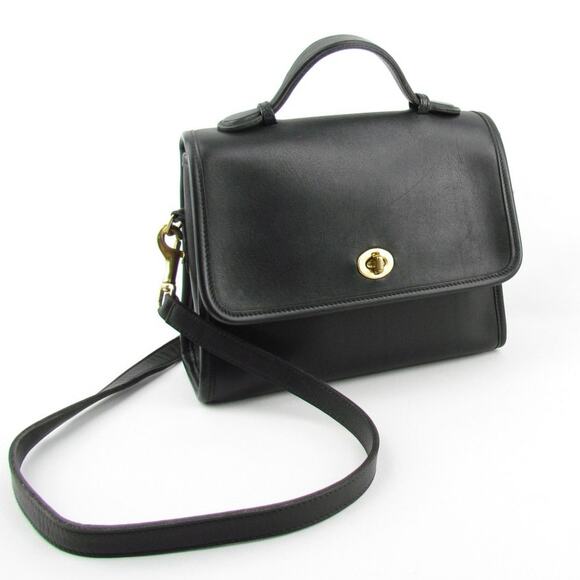 Vintage Coach Black Glove-Tanned Leather Court Bag – Style 9870 - Picture 2 of 9